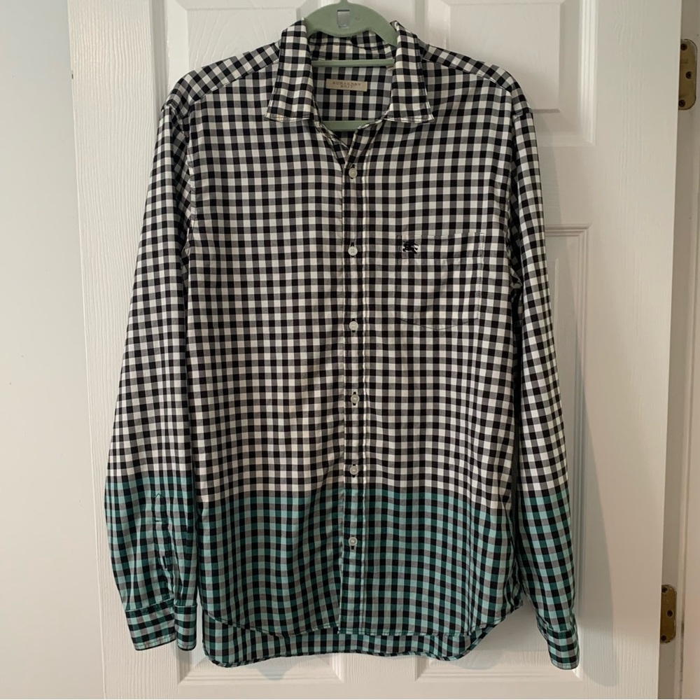 Burberry Black and Green Casual Button Down Shirt